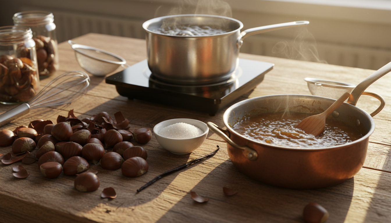 découvrez notre recette traditionnelle onctueuse de confiture de châtaignes maison, facile à préparer pour un goût authentique et naturel.