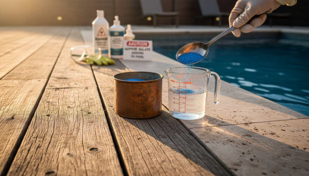découvrez comment doser correctement le sulfate de cuivre en piscine, ses risques potentiels et les précautions à prendre pour assurer une eau saine et sécurisée.