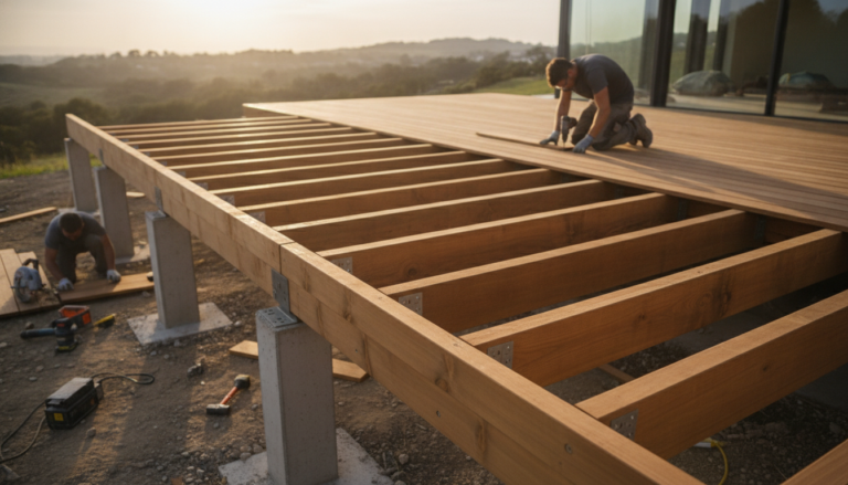 découvrez comment construire une terrasse en bois sur poutres porteuses avec notre guide complet : structure, portée des solives et étapes de pose détaillées pour un montage réussi.